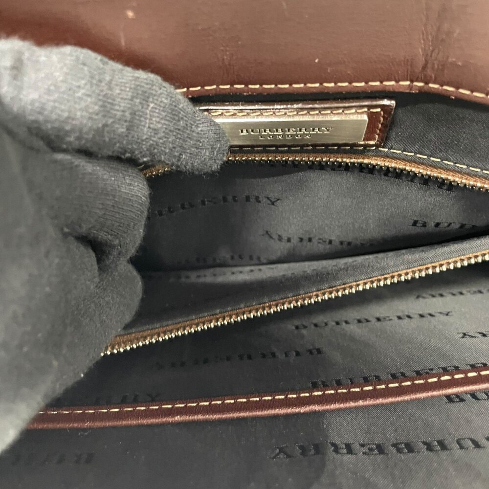 BURBERRY Men's Business Briefcase, Brown Leather, Silver Hardware, Horse Logo - Picture 16 of 16